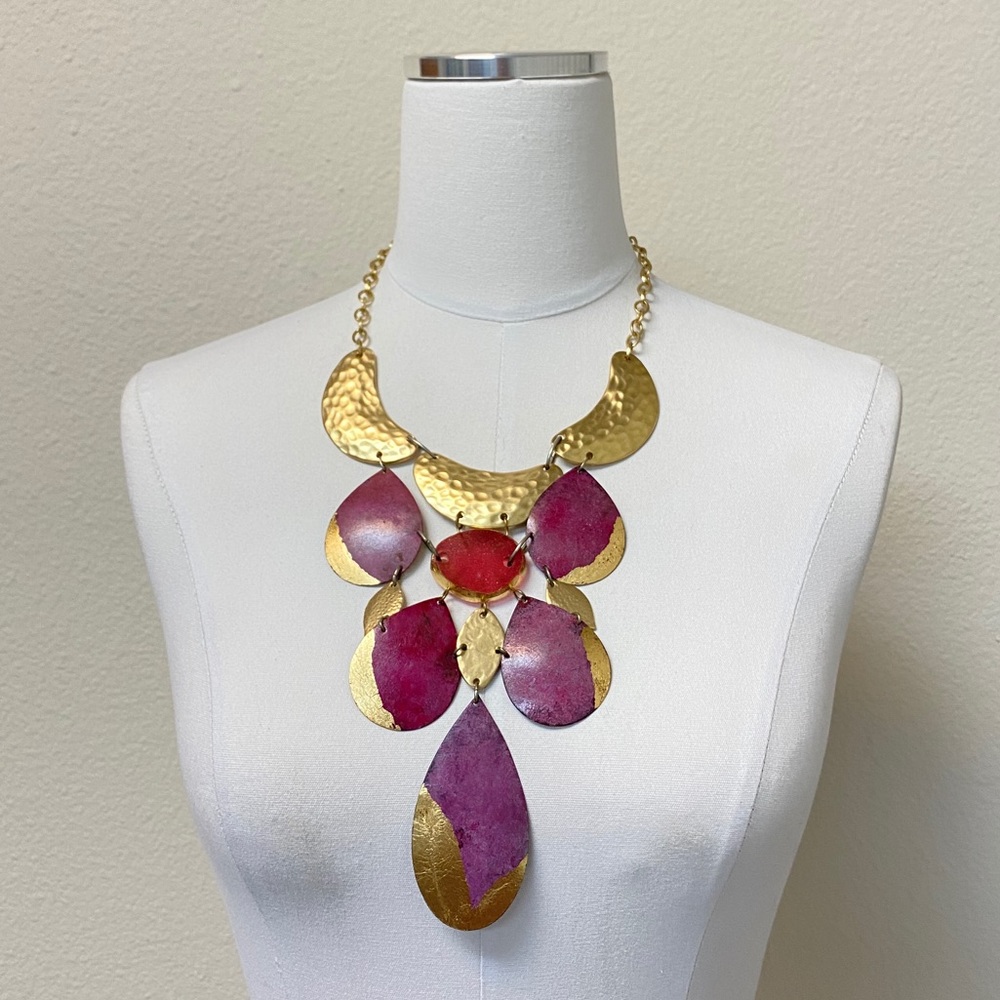 Chico’s Gold and Plum Bib Necklace